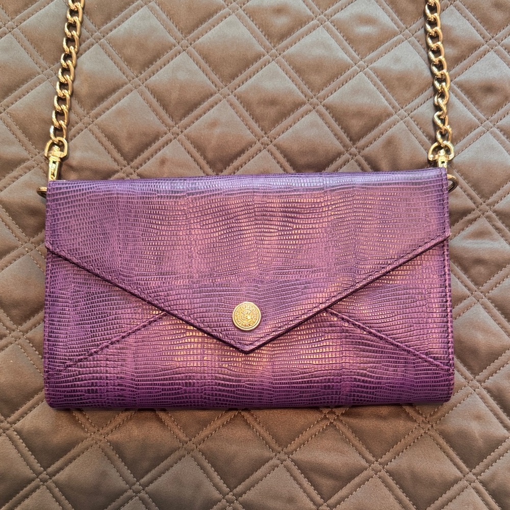 Rebecca Minkoff Purple Crossbody Bag with detachable Gold Chain